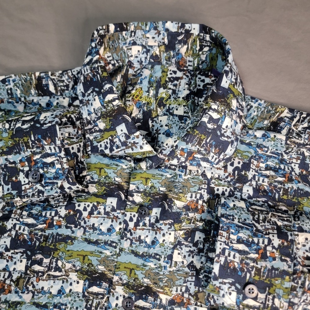Alan Flusser Paisley Shirt Mens Large Button Down Long Sleeve Multicolor Abstrac